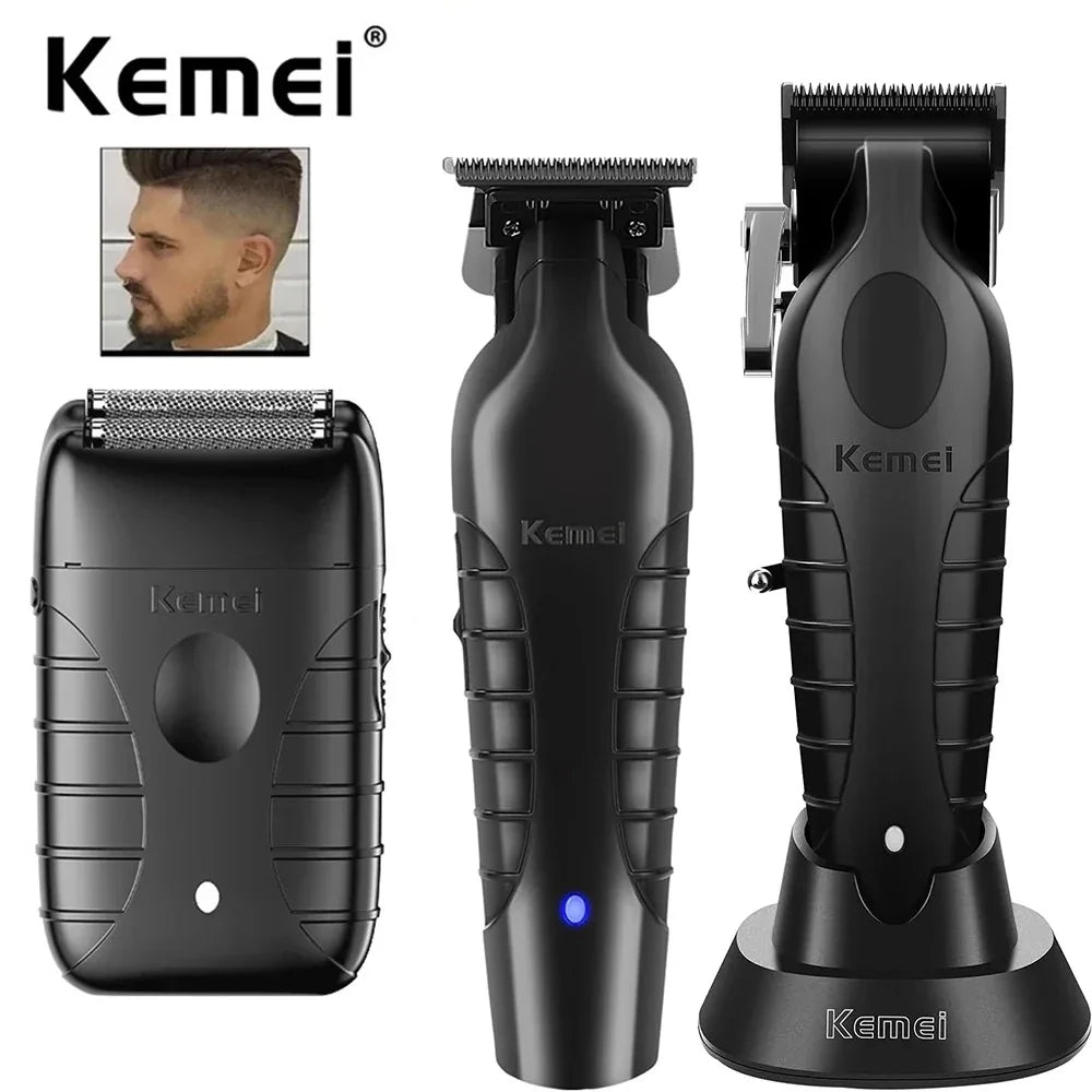 Kemei 2299/2296 T95 Professional Hair Clipper – Cordless Trimmer & Foil Shaver