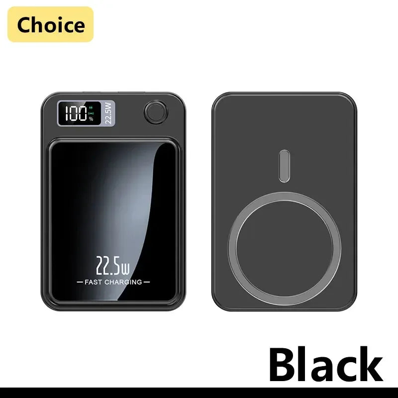 2025 New PD22.5W Super Fast Charging 10000 MAh Mini Ultra-thin Magnetic Wireless Power Bank Digital Display Mobile Power Supply