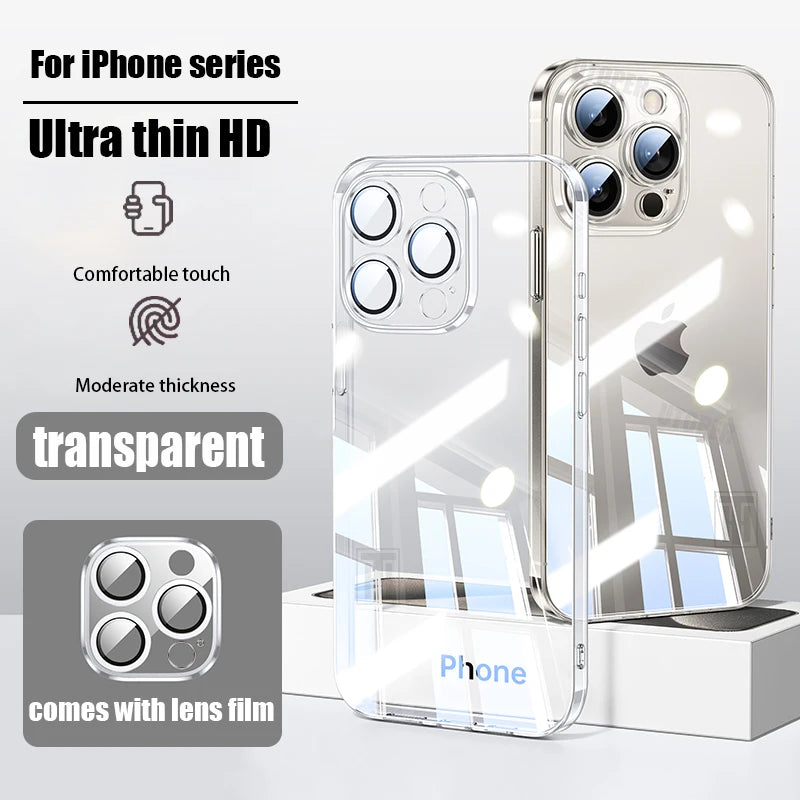 Official 17 Air Series Original Color Phone Case for iPhone 16 15 14 13 12 11 Pro Max Plus Transparent Simplicity TPU Soft