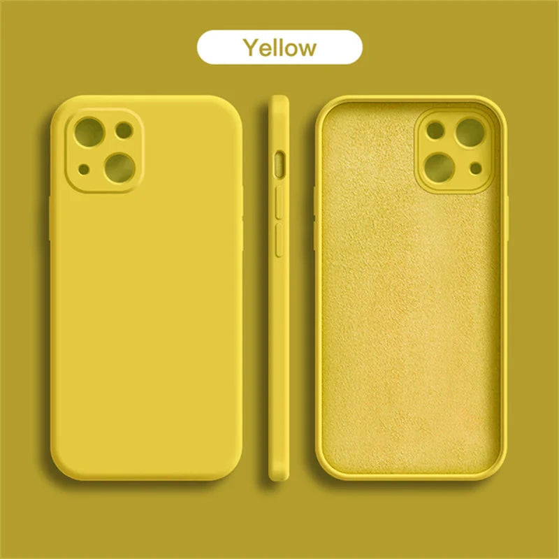 New Yellow iphone Case For Apple iPhone 16 15 14 13 12 11 Pro Max 12 13 Mini X XR XS SE 7 8 14 15 16 Plus Liquid Silicone