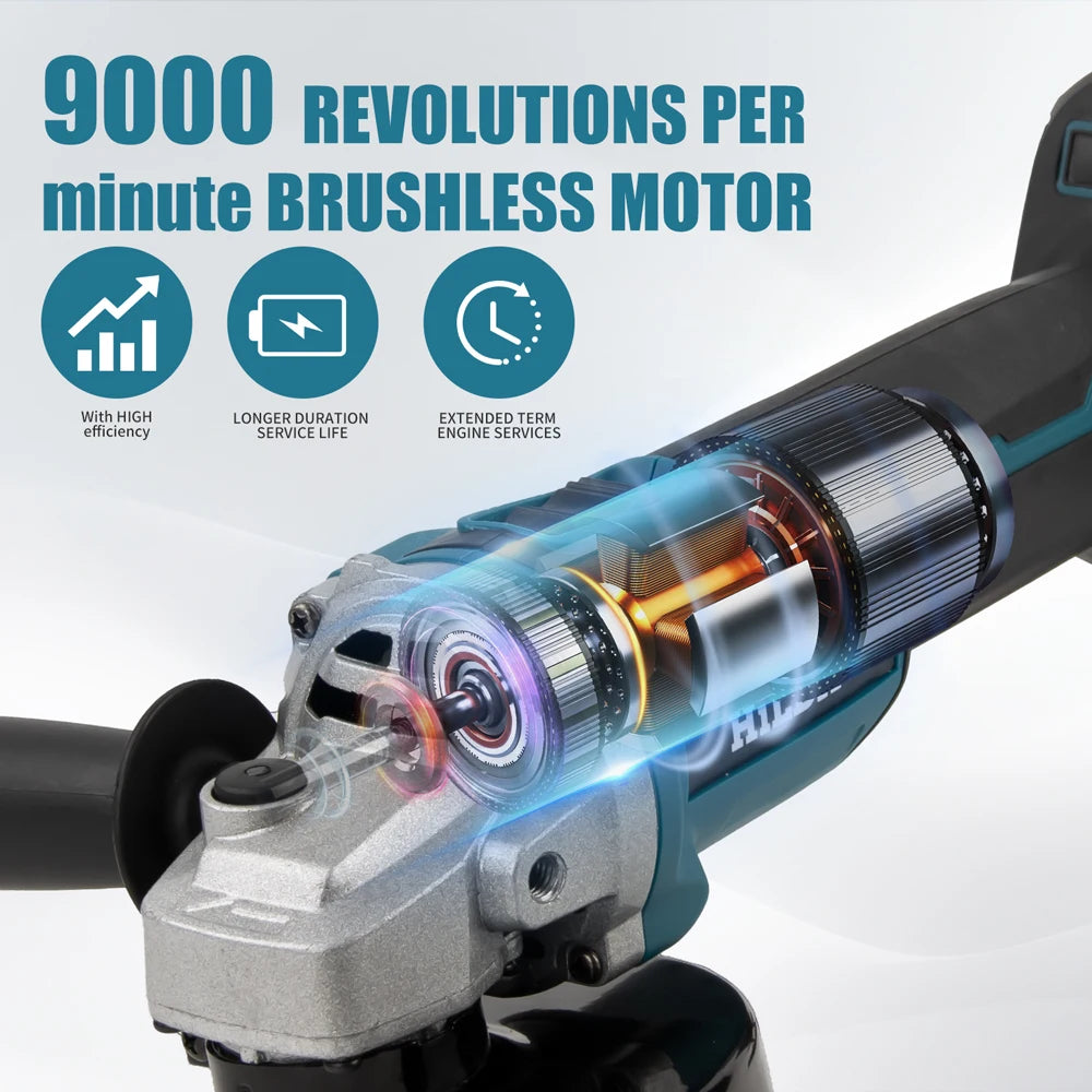 HILDA 21V Brushless Angle Grinder - Rechargeable Polishing Tool