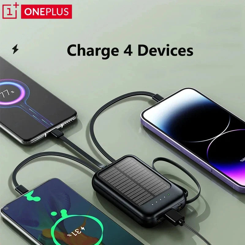 ONEPLUS 50000mAh Solar Power Bank 4 in 1 Large Capacity Fast Charging External Battery Outdoor Survival Emergency Equipment 2026