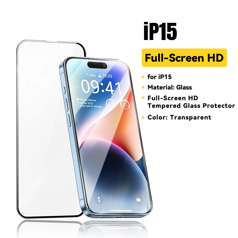 Essager Screen Protector for iPhone 16 15 14 13 Pro Max Plus 2Pcs HD Drop-proof And Dust-proof Tempered Glass Film Transparent