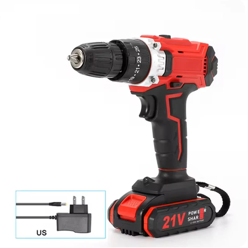 Charging hand DIY power tools 21V Electric cordless Screwdriver 2 features wireless hammer drill mini lithium battery