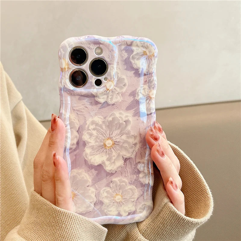 Luxury Laser Flowers Glitter iPhone Case For iPhone 17 Air 16 Pro Max 15 14 13 12 11 Plus Fashion Soft Silicone Shockproof