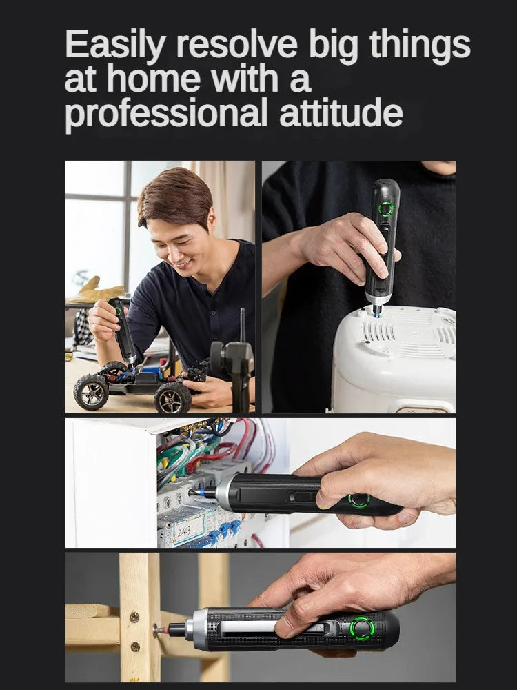 Deli 3.6V Electric Screwdriver – Wireless Rechargeable Lithium Battery Drill with LED Light Tool Set