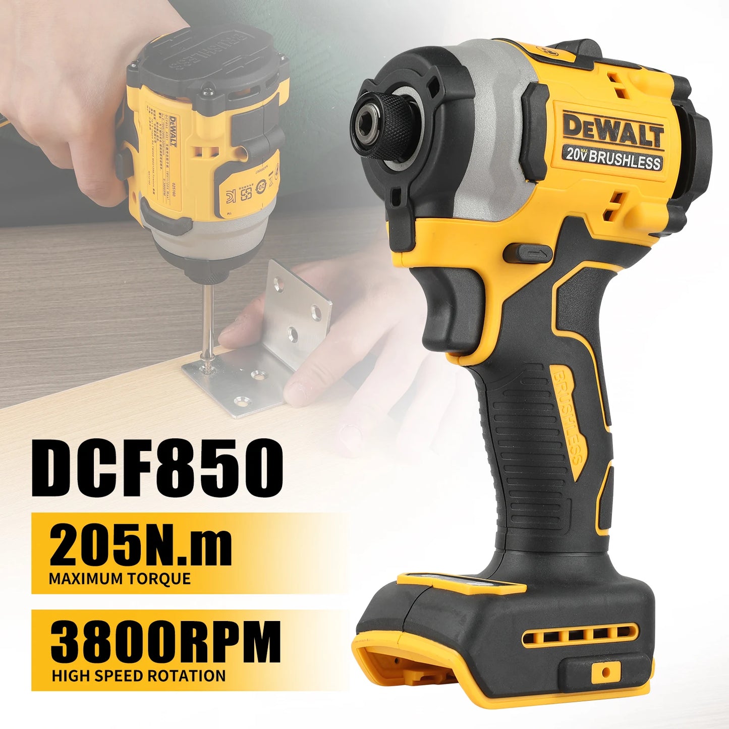 DeWalt DCD805 & DCF850 Brushless Electric Drill & Impact Driver Kit