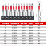 1/2 Inches T5-T40 Torx Screwdriver Bit Set,Impact Tough Magnetic S2 Alloy Steel Star Bit with Base