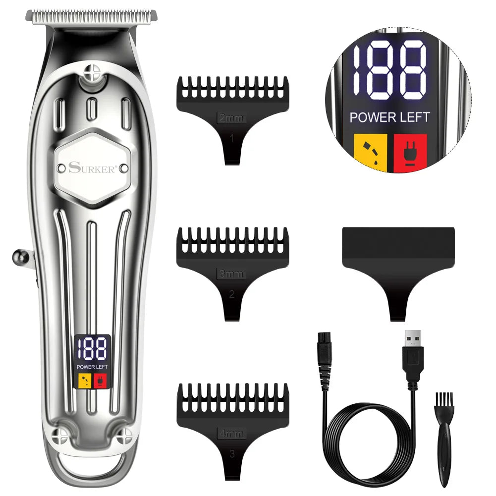 Surker I9 Professional Hair Trimmer – USB Rechargeable, Electric Razor, Barber Clipper
