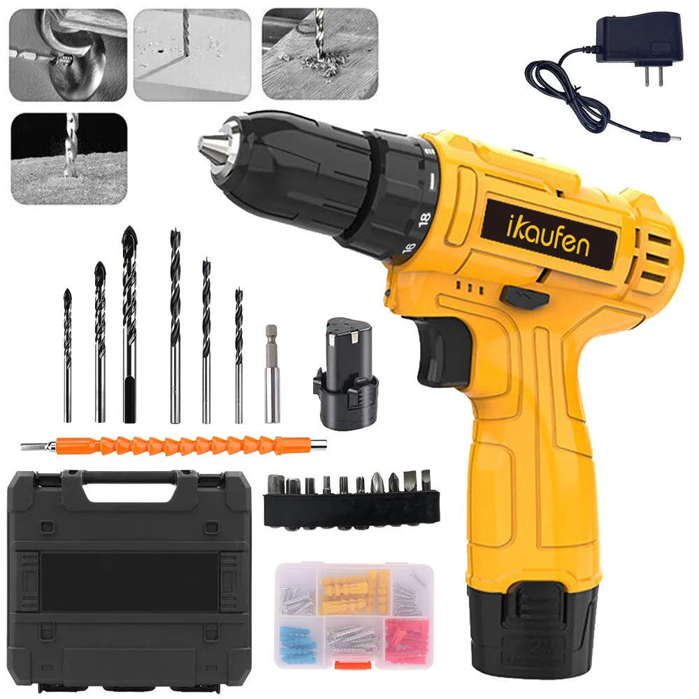 Cordless Brushless Lithium Drill Electric Dual Speed Impact Battery Powered Multi Function Drilling Tool