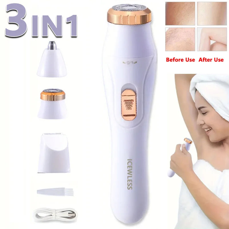 Women’s Electric Hair Trimmer – Waterproof Painless Shaver for Bikini, Arms & Face