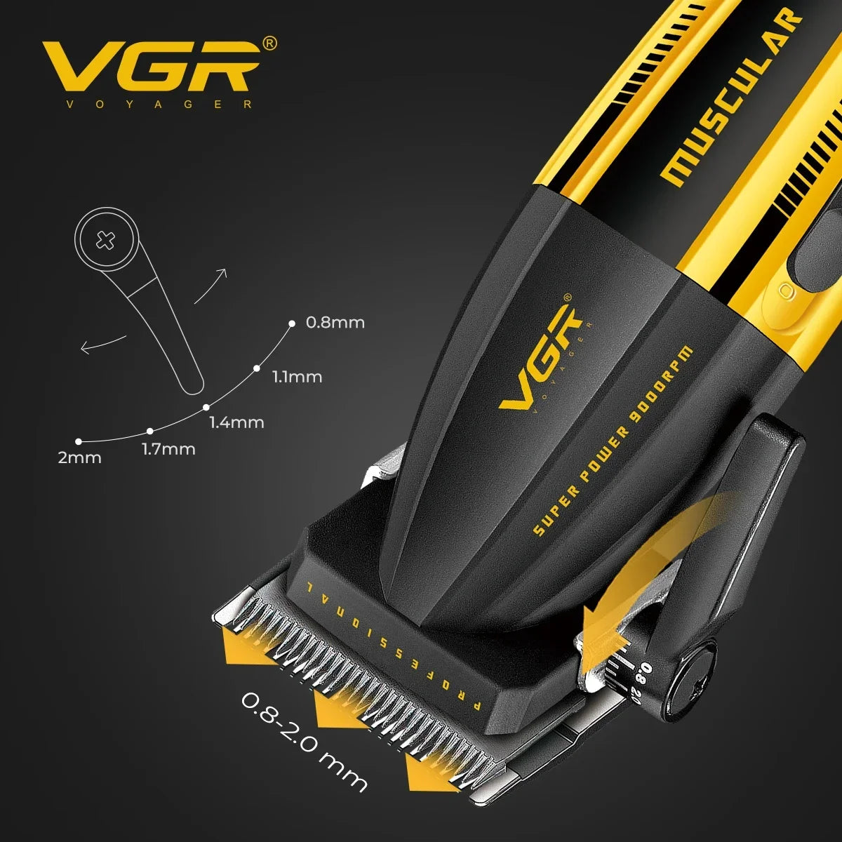VGR V-285 Professional Hair Clipper – 9000RPM, LED Display, DLC & Ceramic Blade