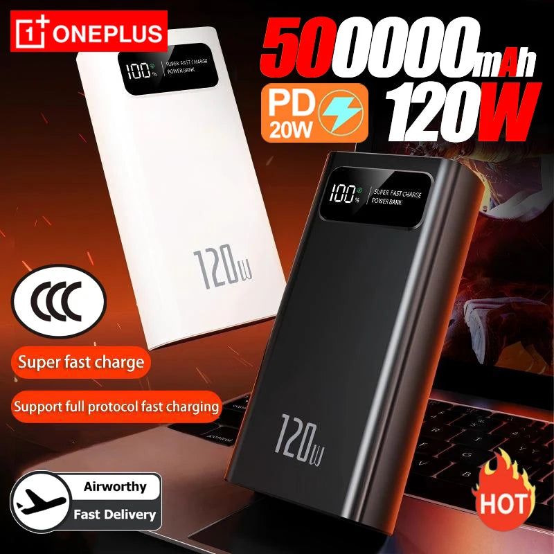 OnePlus 200000mAh LED Digital Display Super Fast Power Bank High Capacity 120W Charging Portable External For IPhone