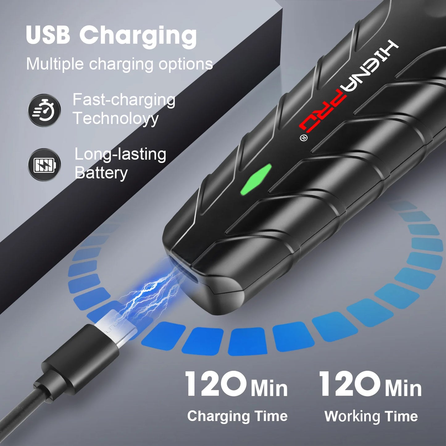 HIENA 212 Professional Hair Clipper – Metal Cordless Electric Trimmer with LCD Display