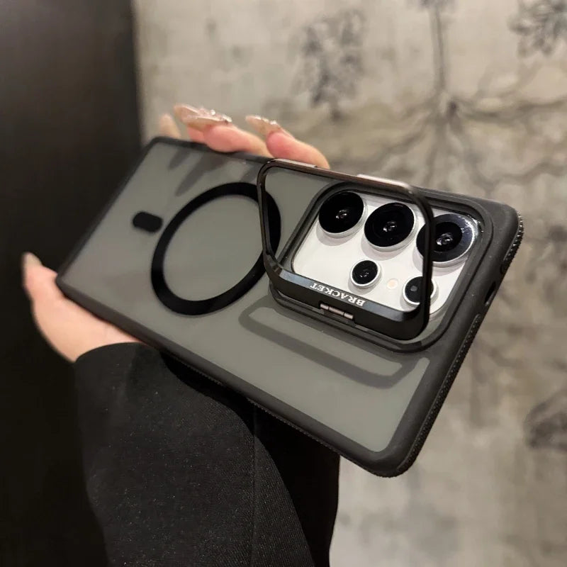 For Magsafe Magnetic Metal Lens Protection Stand Case For  Galaxy Samsung S25 S24 S23  S22 Ultra Plus FE Shockproof Bumper