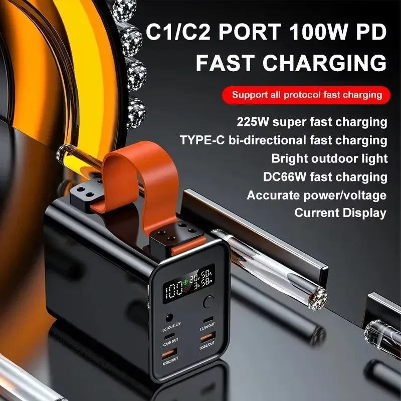 120000mAh 100W Fast Power Bank Portable USB C PD QC DC Large Capacity External Battery For iPhone Samsung Xiaomi Laptop