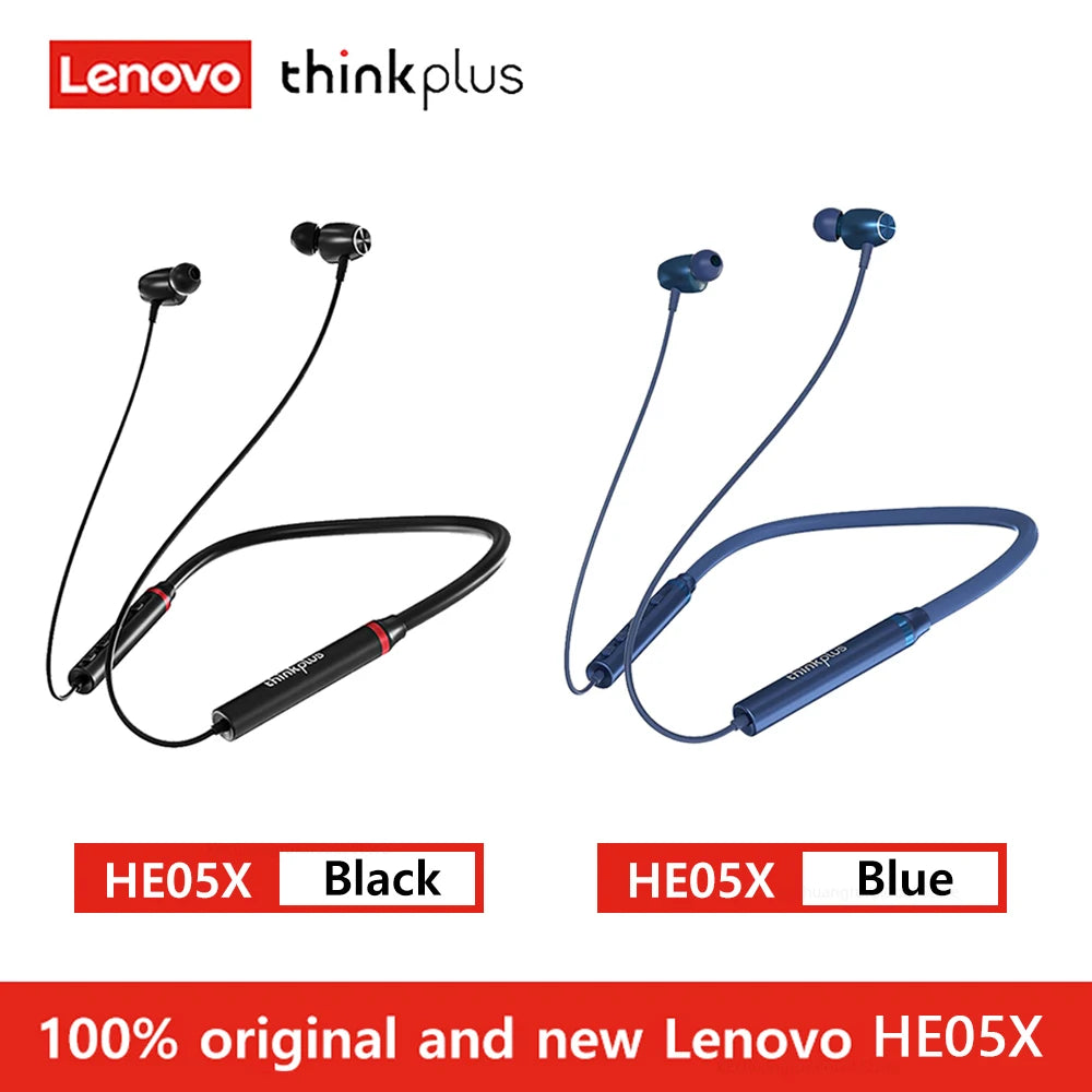 100% Original Lenovo HE05X Bluetooth 5.0 Earphones Waterproof Wireless HIFI Sound Magnetic Neckband X8H Sports