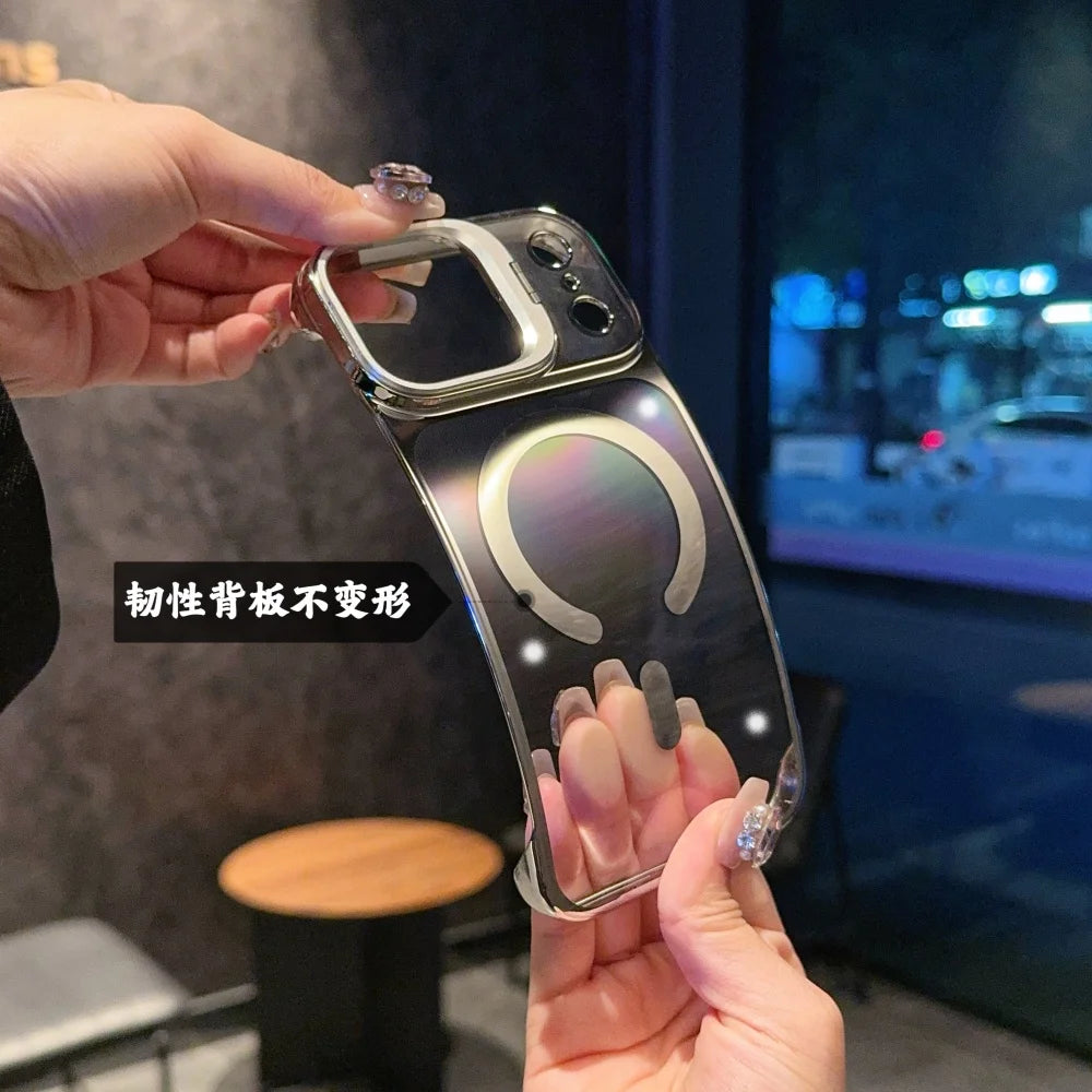 Fashion Frameless Magnetic Phone Case For iPhone 17 16 15 14 Pro Max 13 Creative Lens Bracket Ultra Thin for 17 Air 17Pro