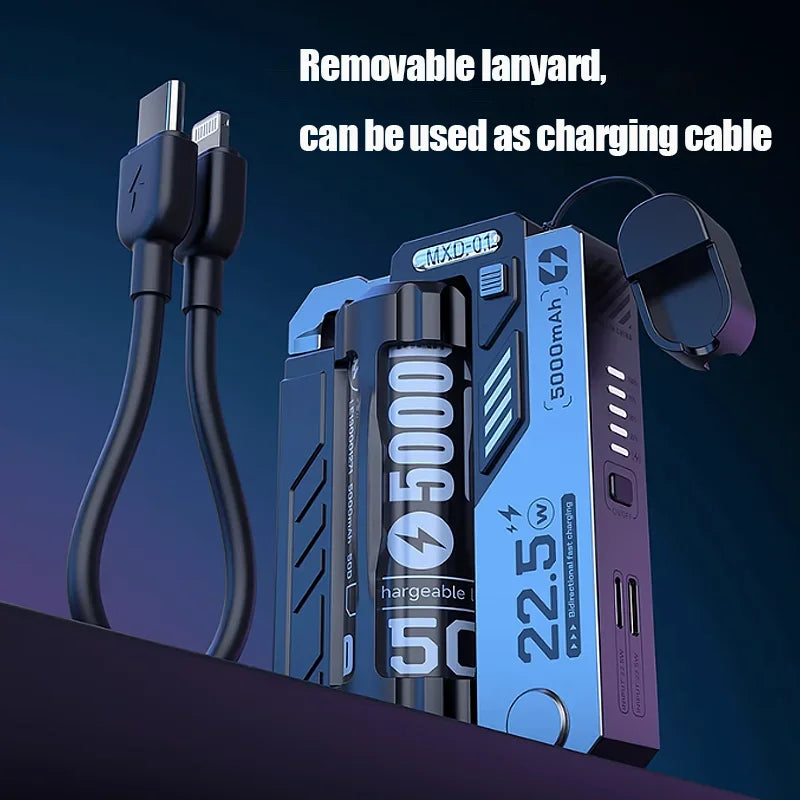 10000mAh Portable Power Bank Removable Replaceable Battery Pack 22.5W Fast Charging External Battery for Xiaomi iPhone Samsung