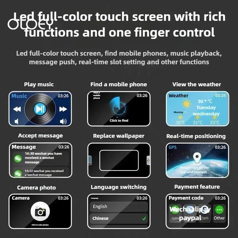 A9 Pro ANC Wireless Bluetooth 5.3 Earphones App Noise-canceling Call Headphones Waterproof Sports Gaming Touch Screen Headset