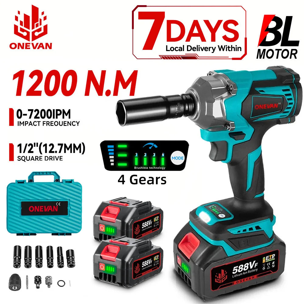 1200N.M Brushless Cordless Impact Wrench for Makita 18V Battery
