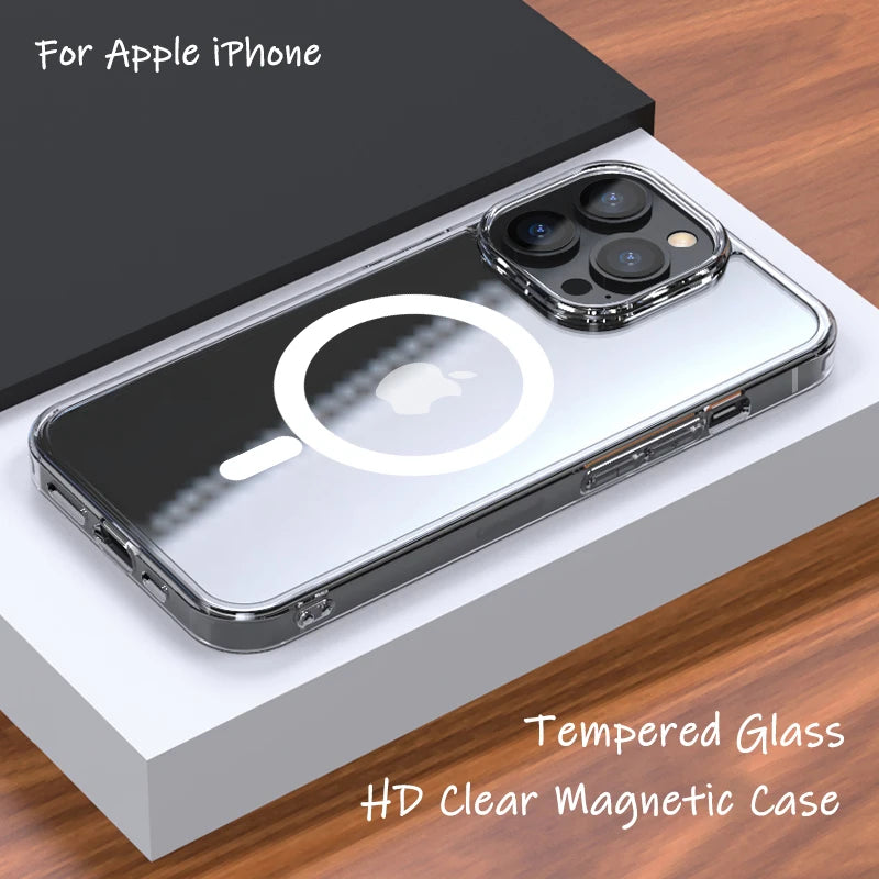 For Magsafe Magnetic Case For iPhone 16 15 11 13 12 14 Pro Max XR X XS 8 Plus Magnetic Wireless Charging Phone Cases Clear