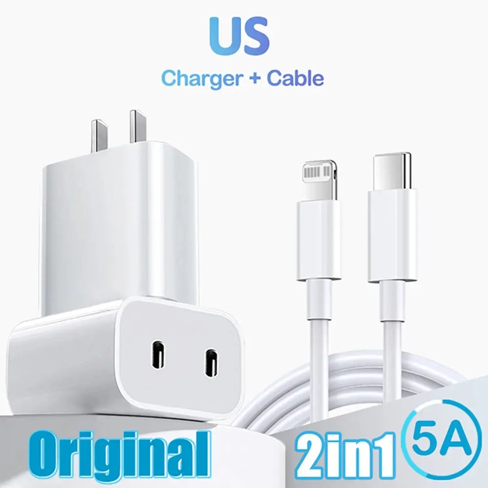 40W Dual USB C PD Fast Charger for iPhone 15 14 13 Pro Max iPad Air USB-C Type C Phone