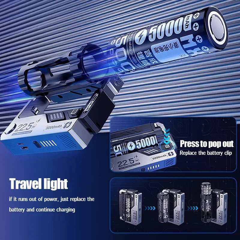 10000mAh Portable Power Bank Removable Replaceable Battery Pack 22.5W Fast Charging External Battery for Xiaomi iPhone Samsung