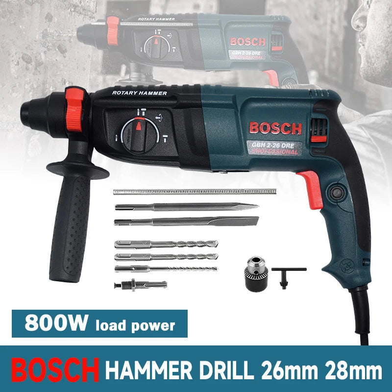 BOSCH GBH Industrial Rotary Hammer Drill with Accessories & 360° Handle