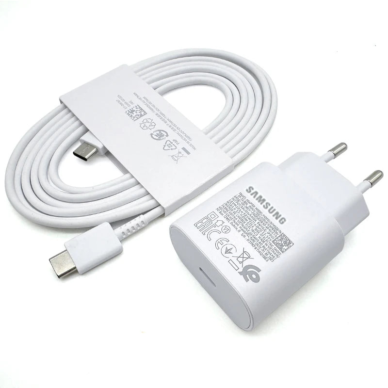Samsung S23 USB Type C Super Fast Charger PD 25W Charge EU Power 1.8m Cable For Galaxy Note10 S22 S20 S24 Plus S21FE A54
