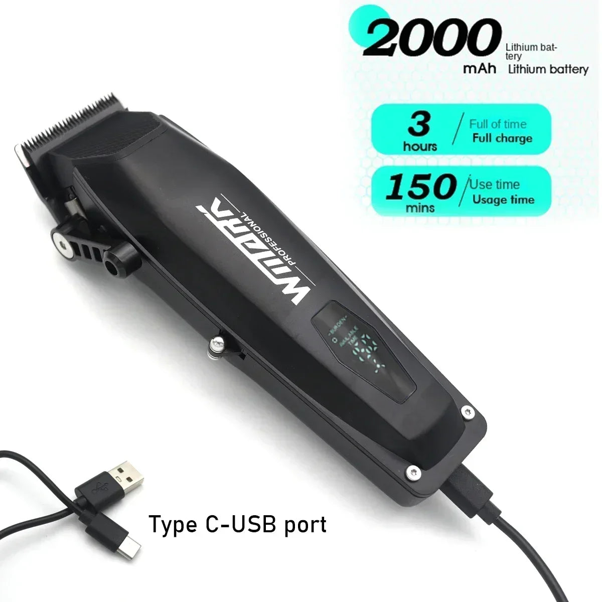 WMARK NG-125 Professional Hair Clipper – 7500RPM, Rotating Motor, 5 Blade Adjustments