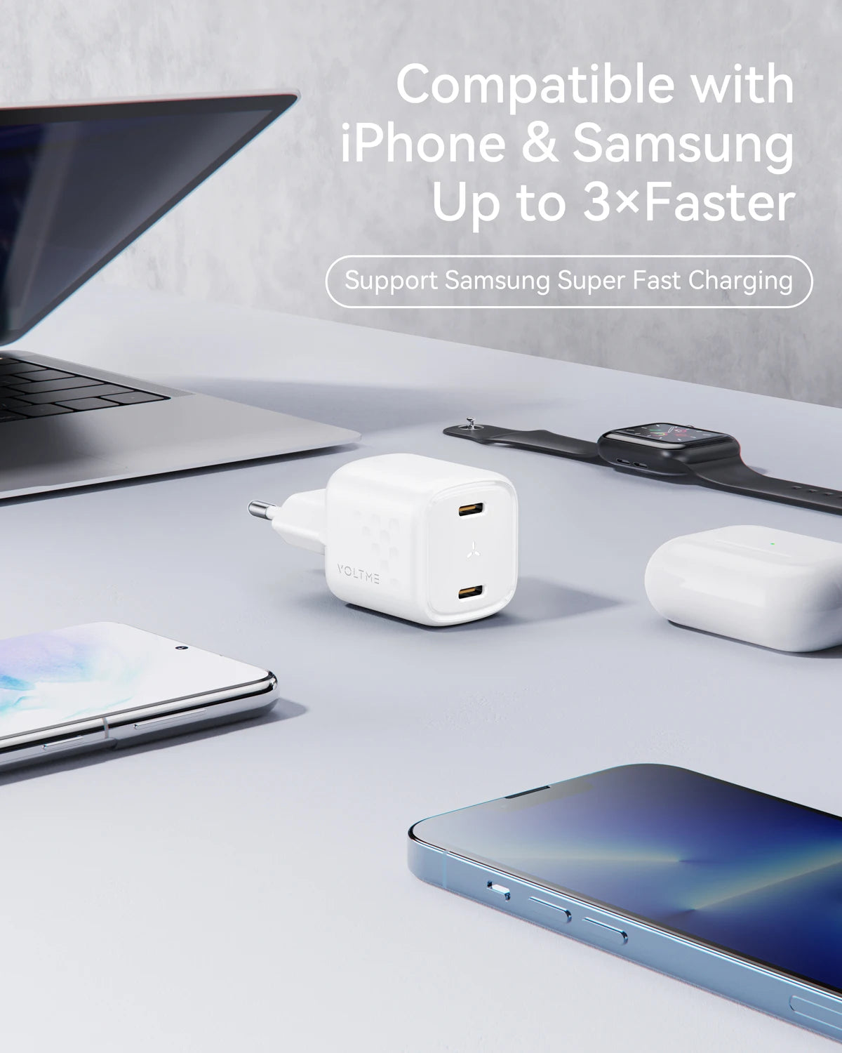 VOLTME 30W GaN Ⅲ USB charger fast High speed type c Portable Phone for iphone 15 pro max xiaomi samsung