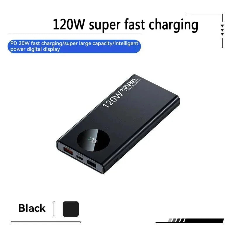80000mAh High Capacity Powerbank 120W Super Fast Charging Device for iPhone Samsung Huawei Xiaomi