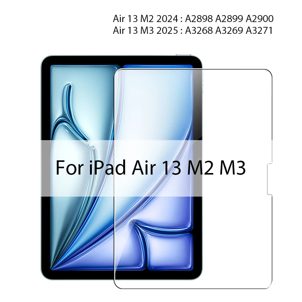 For Ipad A16 10 9 9th 10th Generation Pro 13 M4 12.9 Tempered Glass Screen Protector For Ipad Air 11 M2 M3 5 4 3 2 Mini 6 7 Film