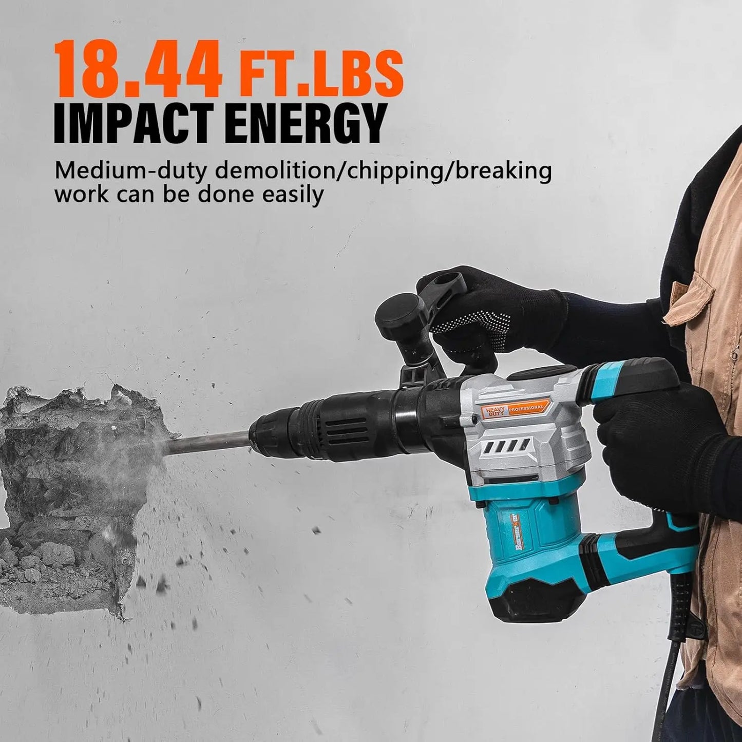 1300W SDS-Max Demolition Jack Hammer – 11A Electric Chipping Tool for Tile Removal