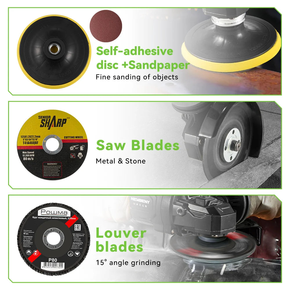 NEWBENY 125mm Brushless Cordless Angle Grinder for Makita Battery