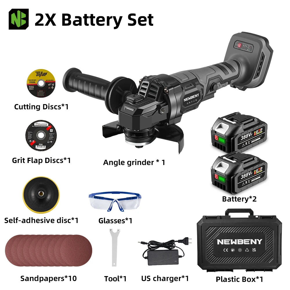 NEWBENY 125mm Brushless Cordless Angle Grinder for Makita Battery