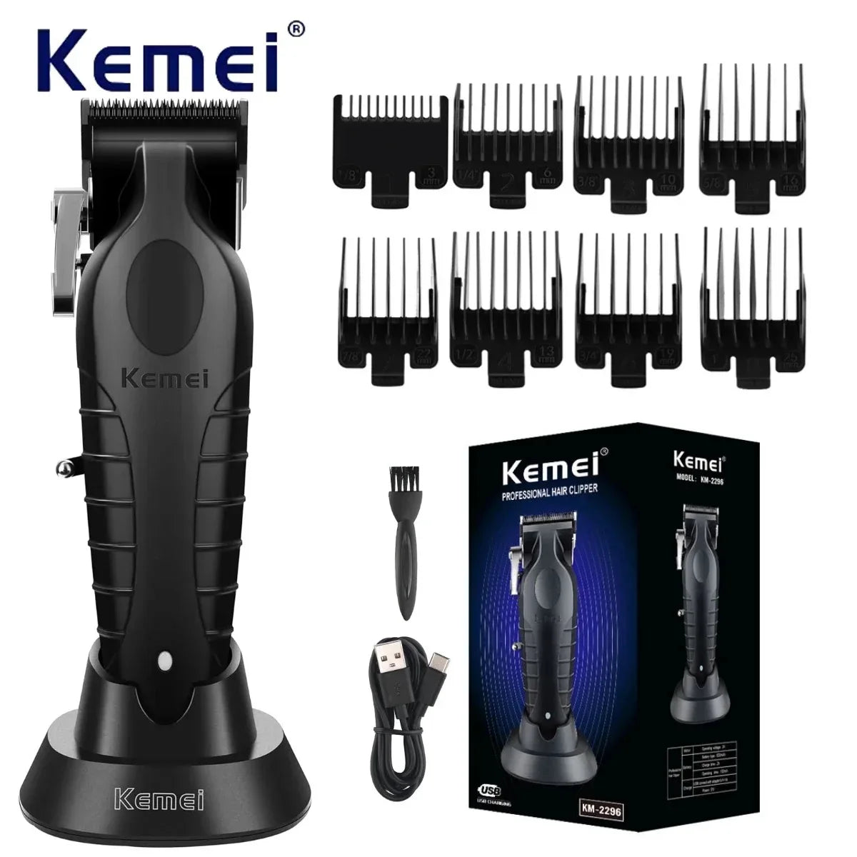 Kemei 2299/2296 T95 Professional Hair Clipper – Cordless Trimmer & Foil Shaver