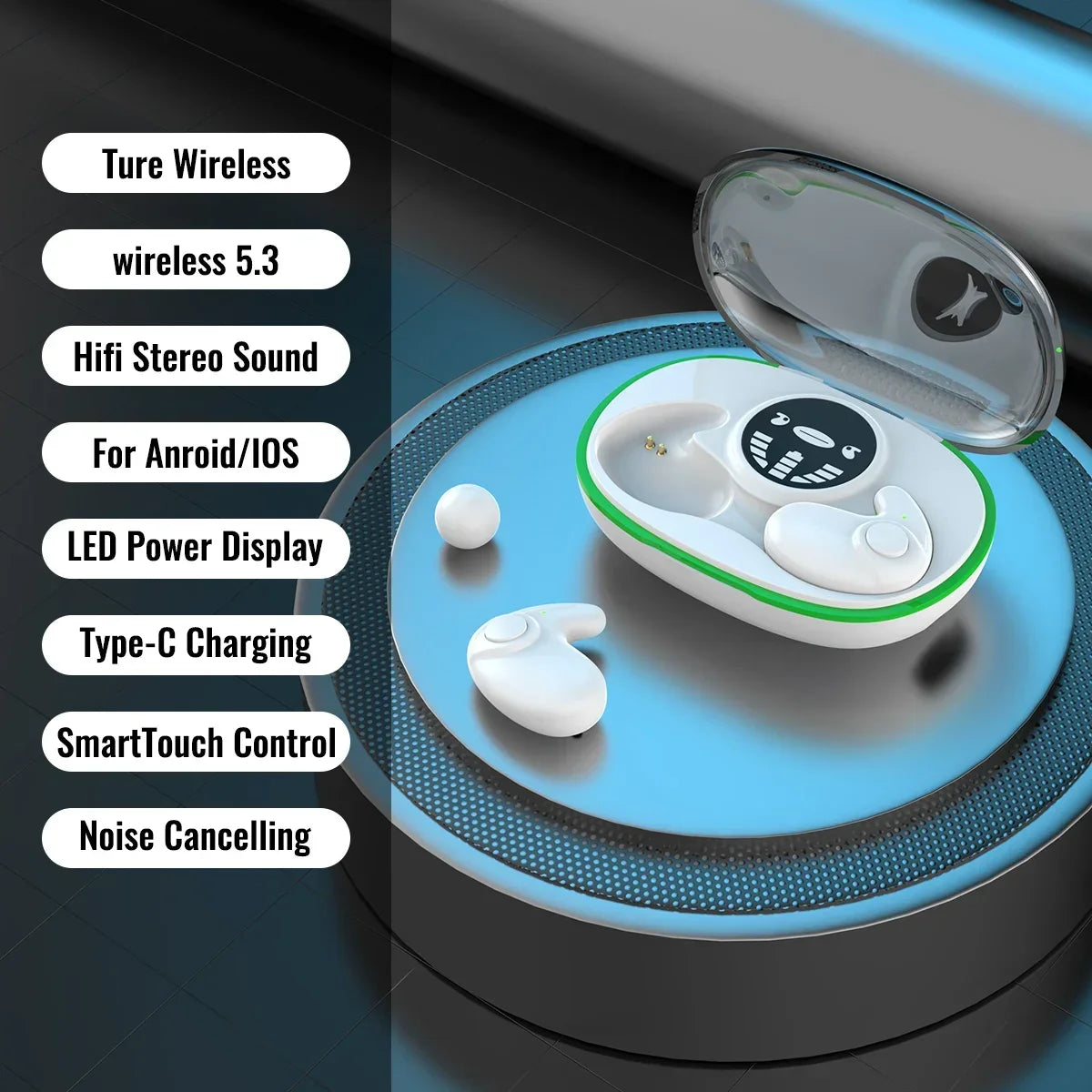 Invisible Sleep Wireless Earphone TWS Bluetooth 5.3 Hidden IPX5 Waterproof Noise Reduction Sports