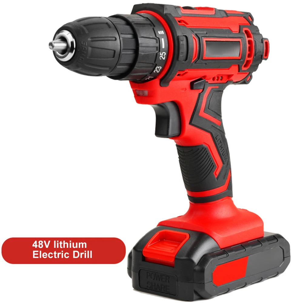 Dual Speed Hand Eletric Drill 12V 18V 48V Power Display with LED Light 42N.M Torque 2200r/min 10mm Chuck