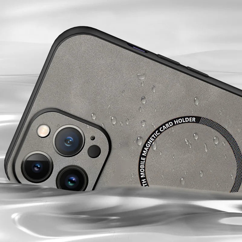 For Magsafe iPhone 15 14 13 12 11 Pro Max X XR XS max 14 15 Plus Sheepskin Vintage Magnetic Leather Soft Phone Case