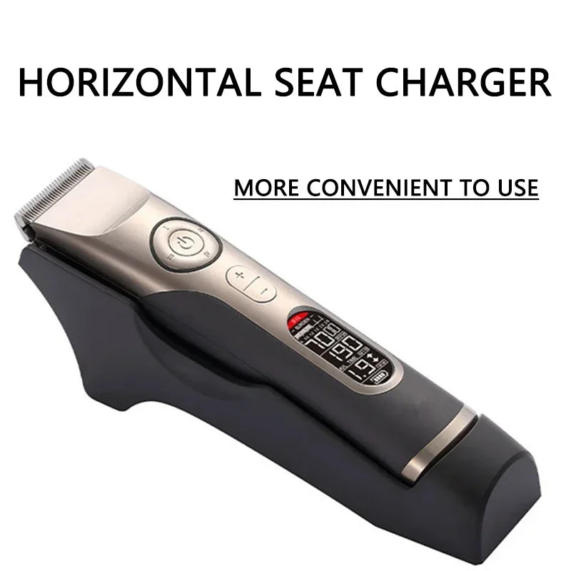 Professional Rechargeable Hair Clipper – LCD Display, Titanium Blade, 3–25mm Nozzles