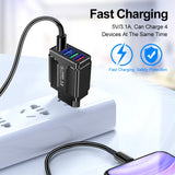 4 Ports Quick Charge 3.0 Wall Fast Charger Micro USB Fast Data Sync x Cable for Samsung Xiaomi Huawei Mobile Phone