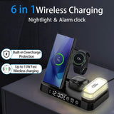 Foldable 6 in 1 Wireless Charger Dock Removable LED Light For Samsung S25 S24 S23 Galaxy Watch 7 6 5 4 Buds Pro 3 Fast