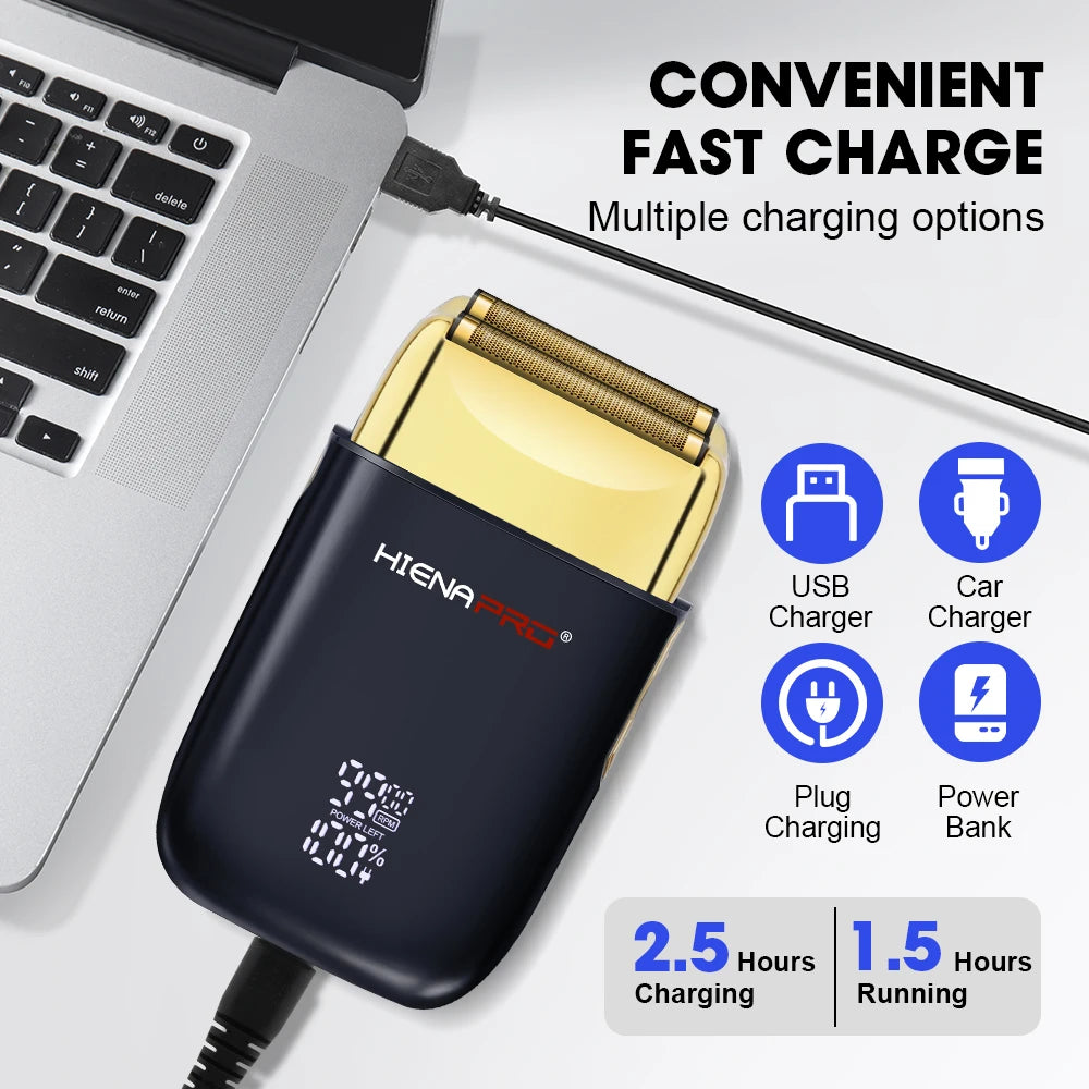 HIENA Professional Electric Shaver for Men – Rechargeable Hair Clipper with Metal Housing