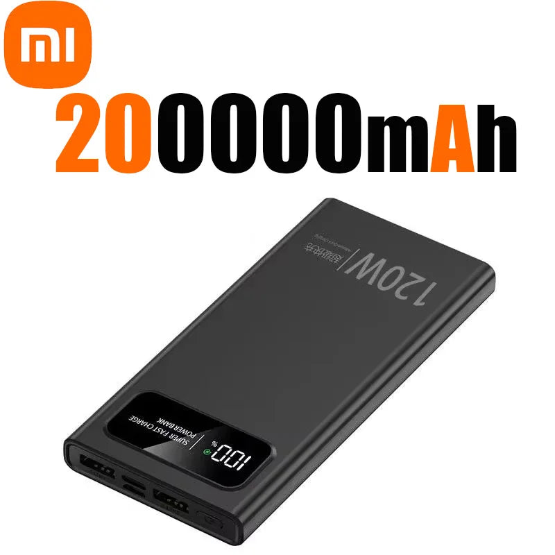 Xiaomi 200000mAh Power Bank 120W Super Fast Charging Battery High Capacity Digital Display For iPhone Samsung Huawei