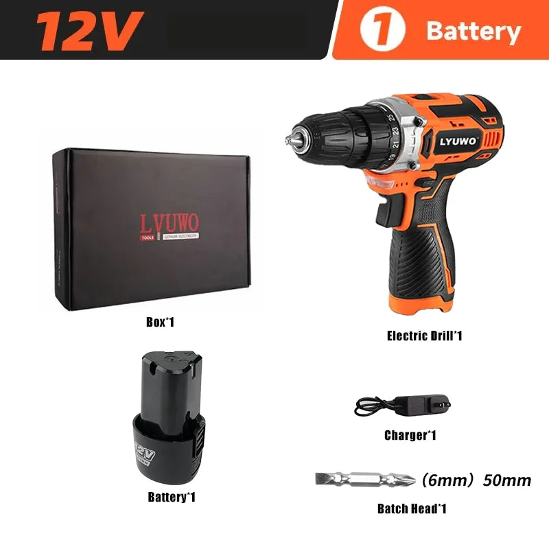 LYUWO 12V/20V Cordless Lithium-Ion Charging Drill – Portable Power Tool