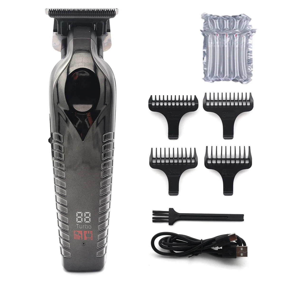 Zero Gapped Hair Trimmer – DLC T-Blade, LED Display, Low Noise, Cordless