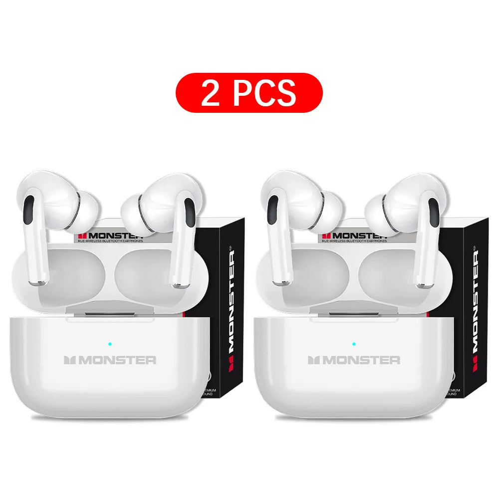 MONSTER Wireless Bluetooth 5.3 Earphones LCD Touch Screen Headphones ANC Noise Reduction Headset Built In HD Mic  Music Earbuds