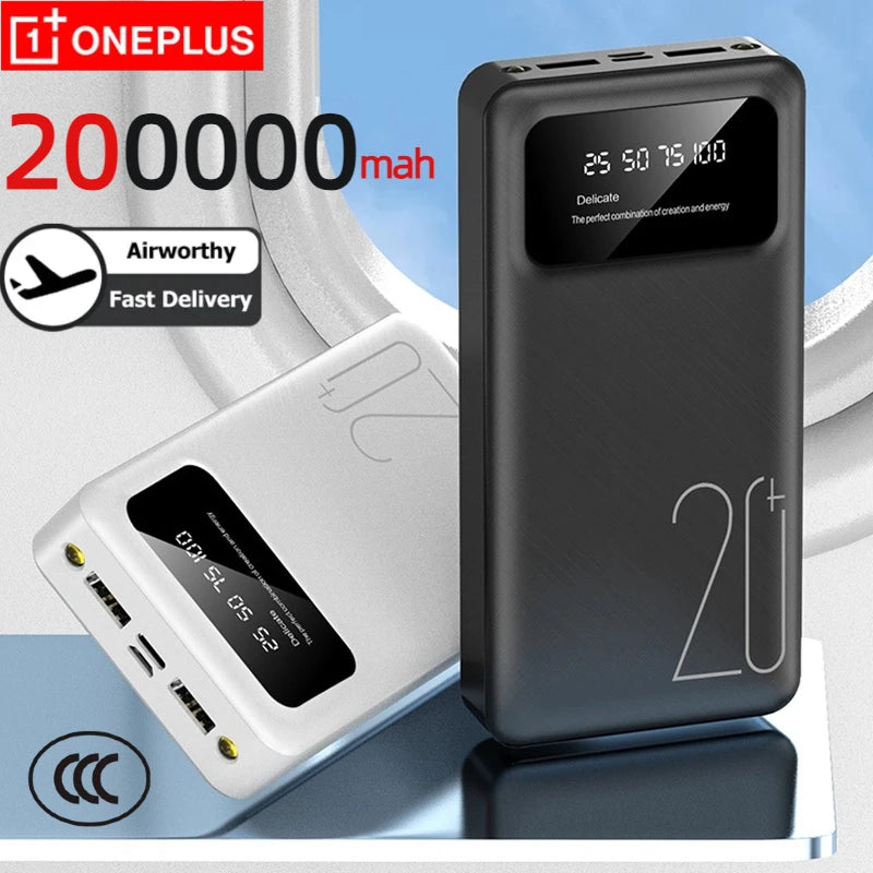 OnePlus 200000mAh PowerBank Large Capacity External Battery USB Fast Charging LED Display Portable Phone Charger For iphone